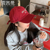雪茜曼棒球帽男弯檐显脸小女士美式复古潮人情侣咖啡色大码鸭舌帽子女