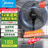 美的（Midea）工业电风扇立式大风扇强力金属扇办公室交流定频风扇大功率工厂20吋大头扇车间商用牛角扇 FSA45RA