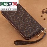 卡帝乐鳄鱼（CARTELO）钱包女长款手拿包女手机包女神节潮大容量时尚多功能钱夹皮夹子 箭头纹咖啡色-单拉链