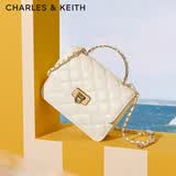CHARLES&KEITH菱格链条手提斜挎包小方包包女包生日礼物送女友CK2-50701608 Cream奶白色 S