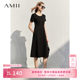 AMII女装2026法式复古a字连衣裙女夏季新款赫本风显瘦圆领 黑色 （建议拍大一码） S 155/80A