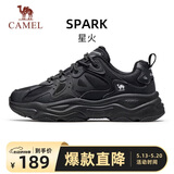 骆驼（CAMEL）男鞋厚底增高缓震老爹休闲运动鞋子 K15CX4L4018 黑/城堡灰 39