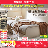 全友（QUANU）家居北欧原木风小户型家用次卧室收纳储物落地床出租屋床头储物 【象牙白】单床+床垫 1.5米【整床能储物+全落地设计】