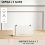 CHARLES&KEITH质感菱格链条小方钱包女包包女包生日礼物母亲节礼物CK6-10680924 Cream奶白色 XS
