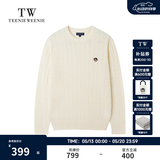 Teenie Weenie【云朵毛衣】小熊男装2025秋冬新品圆领绞花软糯针织衫男女同款 象牙白 L (175)