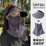 目丸全脸防晒面罩脸基尼女防紫外线夏季冰丝无痕遮阳帽子口罩护颈一体 1#深灰【帽子+面罩】