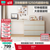 林氏家居现代简约梳妆台卧室小户型化妆桌可伸缩书桌斗柜一体OV3C