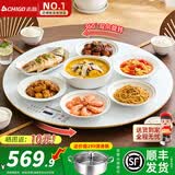 志高（CHIGO）白色大理石纹暖菜板带火锅加热板热菜板2025新款保温板电磁炉家用圆形餐桌转盘多功能 【100CM-无火锅】分区控温+大理石白
