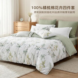 梦洁家纺[70周年]精梳棉四件套印花纯棉套件100%全棉床单枕套床品1.5米床被套200X230cm寄南枝
