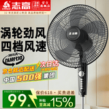 志高（CHIGO）落地扇电风扇家用风扇立式大风力客厅宿舍五叶扇轻音节能劲风远距遥控电扇可定时 16英寸五叶机械【店铺热销】