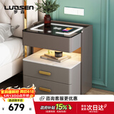 罗森（LUOSEN）智能床头柜三层卧室多功能无线充电储物柜 深浅灰