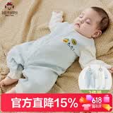 班杰威尔婴儿衣服春秋季夹棉连体衣宝宝保暖哈衣爬服 保暖蓝色2件装 66码
