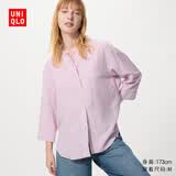 优衣库麻混纺立领衬衫/七分袖女装/通勤衬衣26春夏新款483873 73 青紫色 M