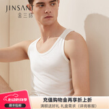 金三塔背心男100%桑蚕丝男士圆领背心1YZM4A501 白色 2XL