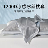 红豆（Hodo）凉席冰丝枕头套夏季枕套一对装家用单个48cmx74cm枕芯内胆套枕巾 冰丝-灰色【凉而不冰 吸湿透气】 单只枕套
