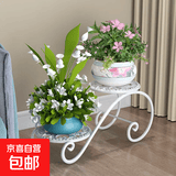 铁艺绿萝花架子置物架落地式多层室内简约花盆架客厅阳台花架子吊 两层花架【暖白色】