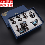 正扬自动茶具套装家用整套功夫茶杯茶洗茶道六君子组合懒人泡茶器全半 沙金(圣意)自动-六杯+礼盒