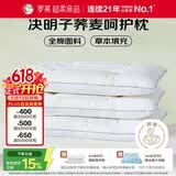罗莱家纺 枕头枕芯脊椎枕 100%全棉决明子荞麦花草护颈高枕 46*72