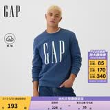 盖璞（GAP）男女装春款印花logo抓绒圆领卫衣合身上衣美版 灰蓝色 542214 XS 美码 S亚洲码175/88A