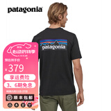 巴塔哥尼亚（Patagonia）男女情侣款通勤P-6 Logo混纺棉休闲潮流户外透气短袖T恤 38504 BLK黑色 S 164/175(CM)  60/69(KG)