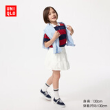 优衣库童装女童针织拼接刺绣迷你裙裤休闲裤裤子484064 00 白色 150