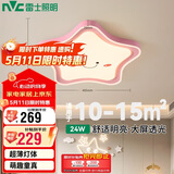 雷士（NVC）LED卡通灯卧室吸顶灯儿童房灯具灯超薄灯体RA95高显粉色24w