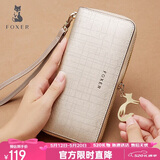 金狐狸（FOXER）牛皮女士钱包大容量长款卡包钱票夹手拿包零钱包520情人节礼物