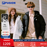斐乐 FUSION斐乐潮牌情侣款羽绒服2025冬季新款宽松保暖连帽外套 正黑色-BK XS