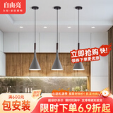 自由亮 自由亮北欧餐厅灯吊灯led饭厅吧台灯轻奢现代简约卧室床头吊灯 大喇叭单头灰色-三色变光