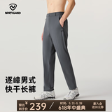 诺诗兰（NORTHLAND）春夏户外男女速干长裤吸湿透气运动快干裤弹力舒适情侣休闲裤 鲸落灰色-男 175