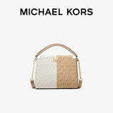 MICHAEL KORS礼物轻奢MK女包KARLIE单肩手提包中号香草白色/驼色