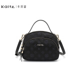 卡托姿（Kaitz）包包新款2023女士包斜挎包单肩包贝壳包老花包帆布包 KC1932004B 黑色