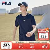 FILA斐乐官方短袖T恤男士夏季时尚纯棉圆领透气运动t恤针织衫