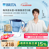碧然德（BRITA） 过滤净水器 家用滤水壶 净水壶 海洋系列 3.5L蓝色 一壶六芯装 环保加固包装