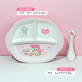 五和（WUHE）儿童餐盘分格仿陶瓷奥特曼宝宝餐盘儿童餐具密胺防烫耐摔餐盘 新美蒂椭圆餐盘赠勺子