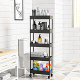 密林厨房夹缝置物架多层果蔬储物小推车窄缝冰箱侧收纳架 五层黑18cm