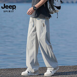 JEEP SPIRIT吉普冰丝休闲裤男士2026夏季新款速干长裤男直筒运动裤 浅灰 2XL