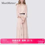 MeetMetro玛依尔法式仙女连衣裙女2026春新款高端气质纯欲风裙子礼服长裙 藕粉 S