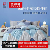 恒源祥四件套全棉纯棉100床上用品宿舍床单被套春夏床品套件多款可选 【40S全棉+AB双版】柏拉图 1.8m 床单款 被套220*240cm 四件套