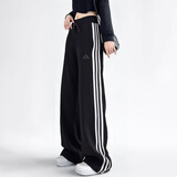 阿迪达斯（adidas）女裤 2026年秋季新款运动裤三条纹直筒香蕉裤时尚垂感弯刀裤子女 针织透气/直筒/主推 L