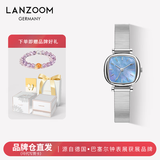 LANZOOM蓝族黑金小方糖手表女【何泓姗同款】满天星情人节生日礼物送女友 【代写贺卡】银色钢琴带