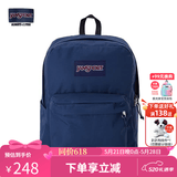 JANSPORT杰斯伯书包轻便双肩包男女旅行包简约背包电脑包学生校园 4QUE003海军蓝/藏青色-侧袋+隔层