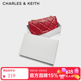 CHARLES&KEITH质感菱格链条小方钱包女包包女包生日520礼物送女友CK6-10680924 CK6-10680924-C Tomato Red番茄朱红 XS