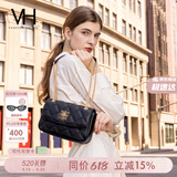 VANESSA HOGAN VH女包茵然软包轻奢菱格链条包斜挎腋下单肩包生日520礼物送女友 黑色