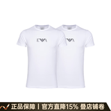 阿玛尼（ARMANI）奢侈品男装 男装短袖t恤男士时尚休闲修身薄款微弹短袖T恤两件装 白色 S 90-115斤
