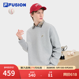 FILA FUSION斐乐潮牌情侣款男女套头卫衣春季宽松针织上衣加绒保暖 浮云灰花灰-MG 2XL