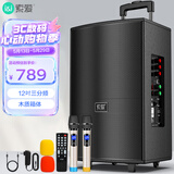 索爱（soaiy）12吋广场舞音响木质大功率便携式户外重低音蓝牙k歌专用大音量移动拉杆音箱室外演出双话筒SA-X22
