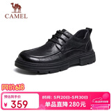 骆驼（CAMEL）牛皮系带经典商务休闲德比皮鞋男结婚新郎 G14A155634 黑色 39