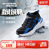 Skechers斯凯奇儿童秋冬休闲男女童二棉鞋轻质加绒保暖靴405222L/302583L 男童/黑色/宝蓝色/BKRY 38