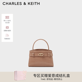 CHARLES&KEITH鳄鱼纹凯莉包手提斜挎婚包包女包生日520礼物CK2-50270880-1 BLUSH浅红色 S